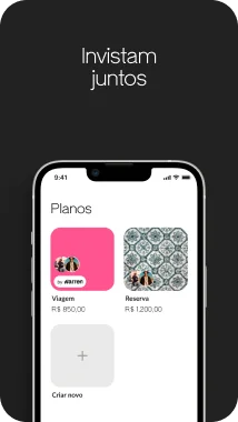 Print do app da Noh mostrando caixinhas de investimento compartilhado, como Viagem e Reserva.